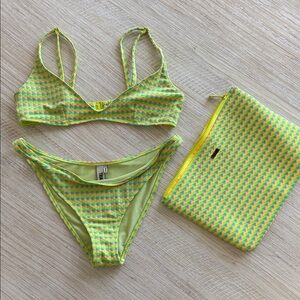 Triangl Swimwear Yellow and Green Bikini Set